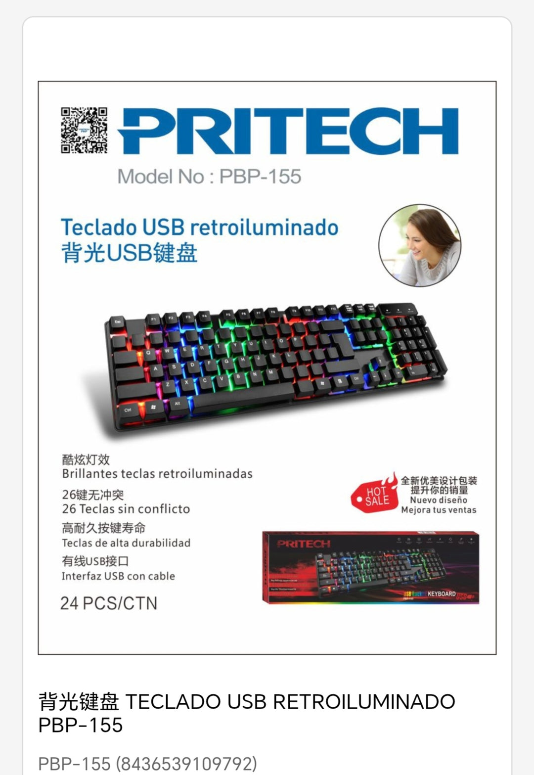 Teclado usb Retroilumnado