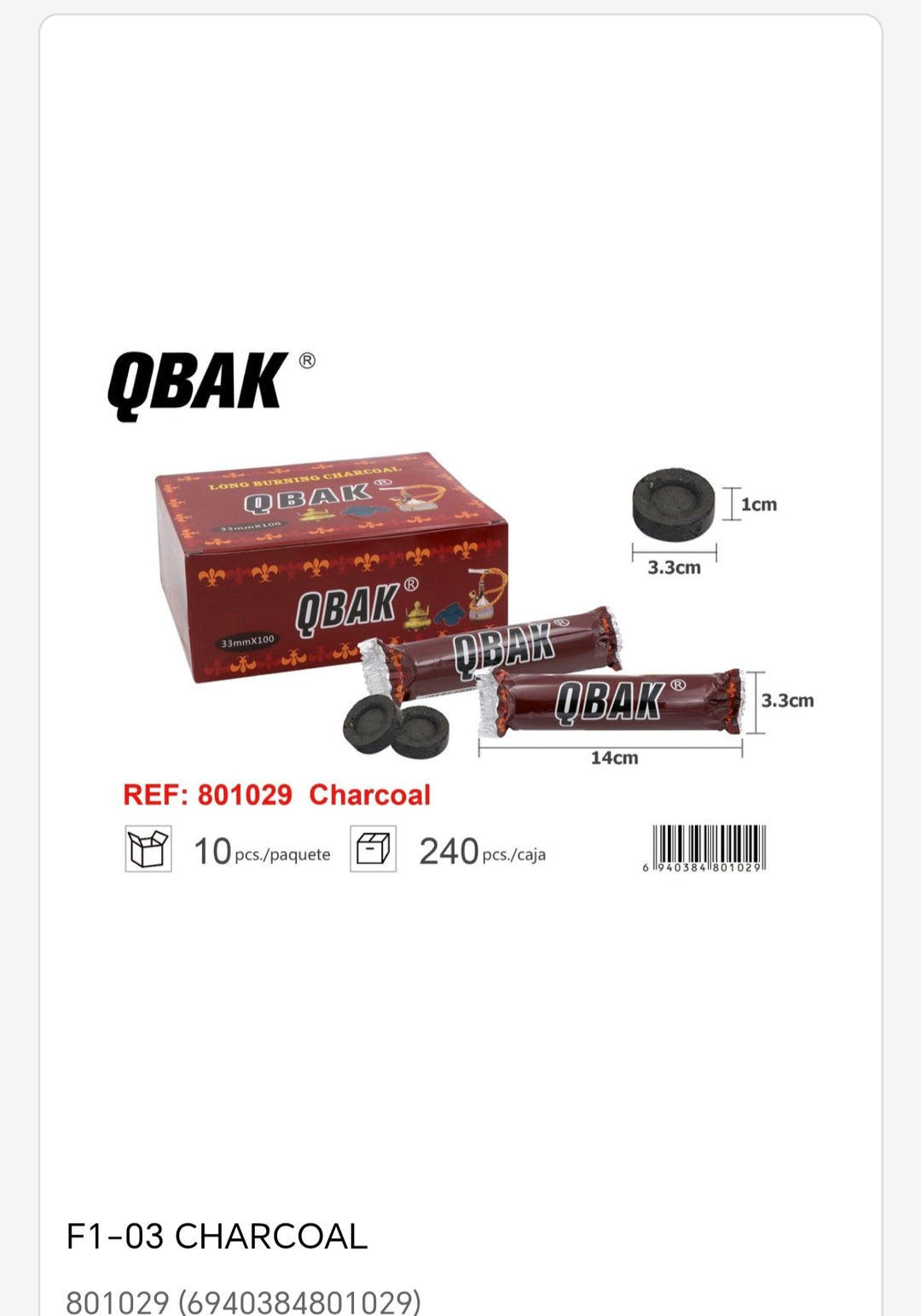 carbón cachimba 33mm