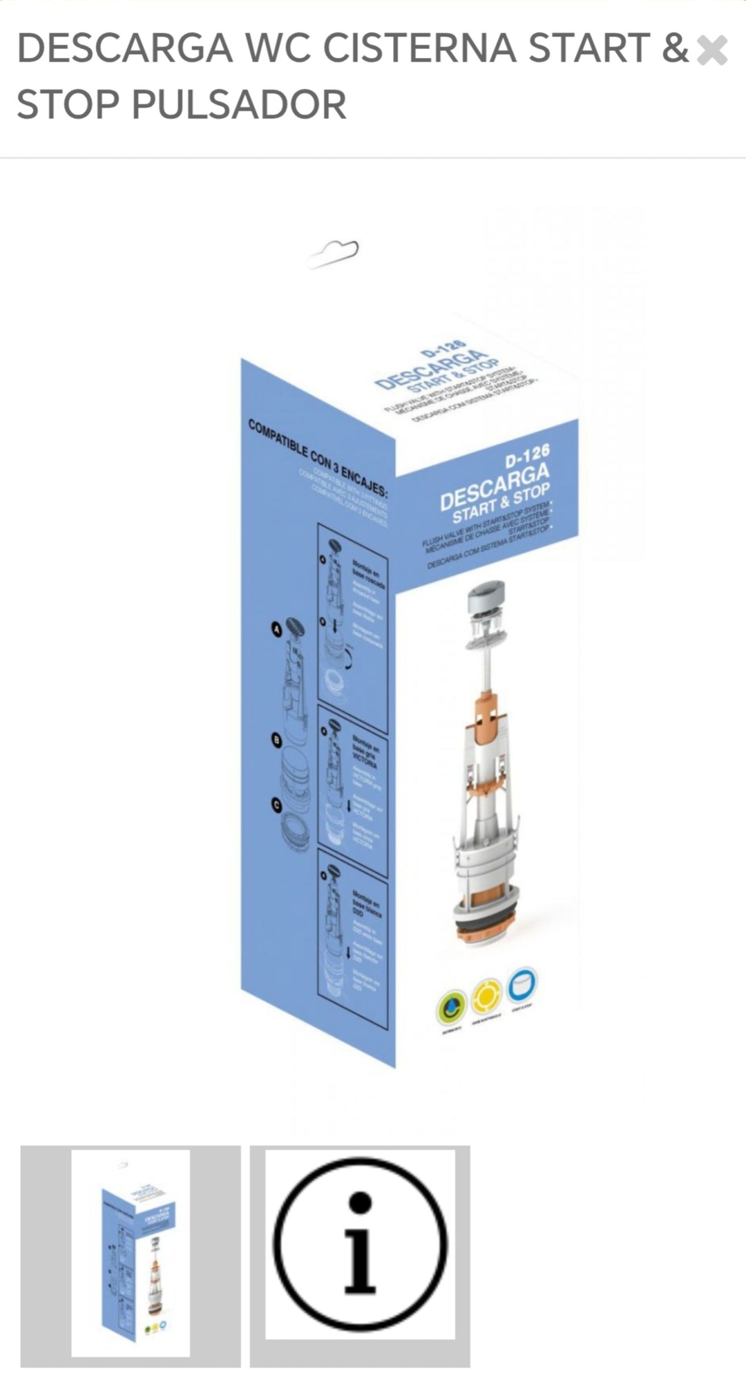 descarga WC cisterna Stargate stop pulsador 800093
