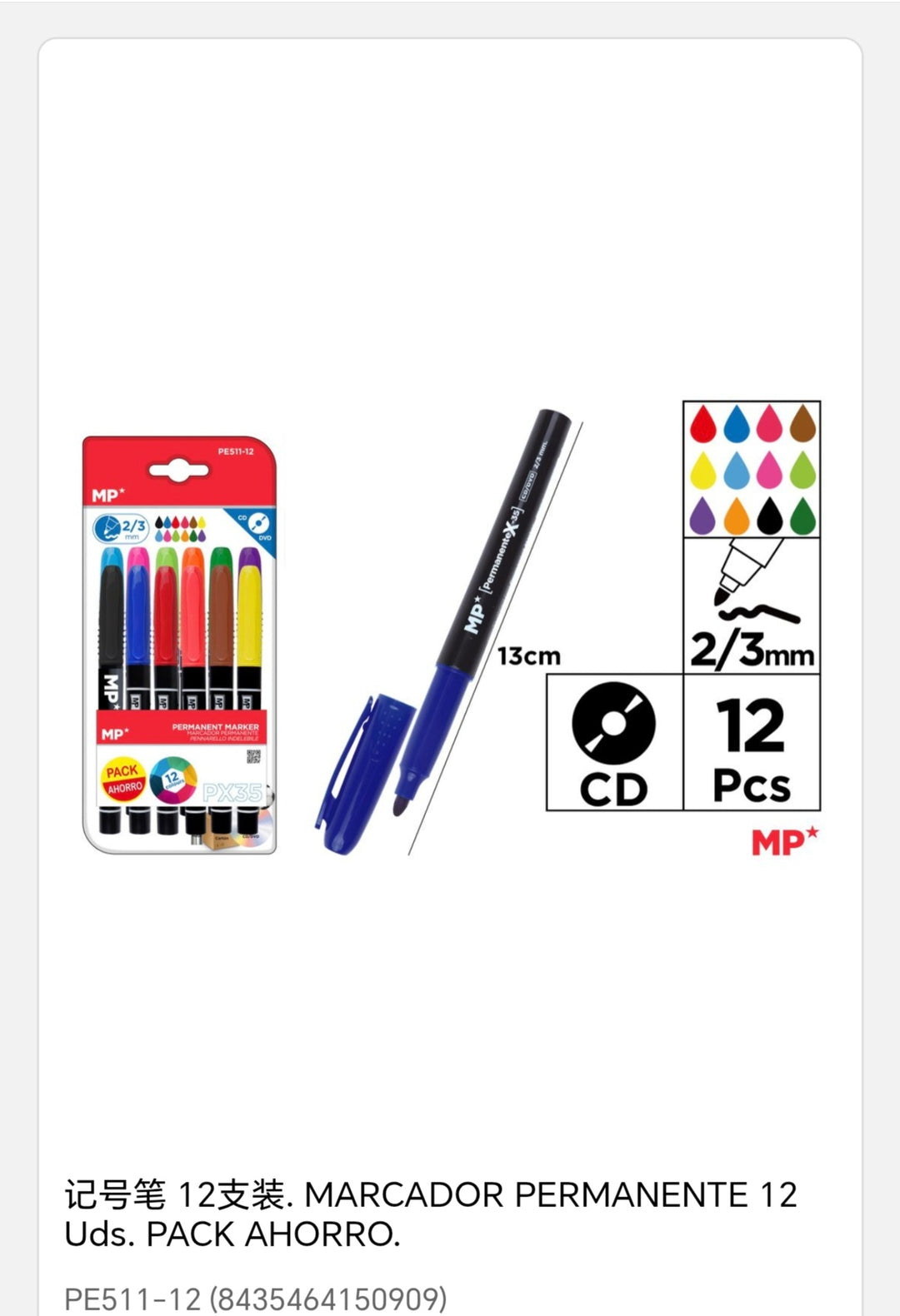 marcador permanente 12 uds pack ahorro