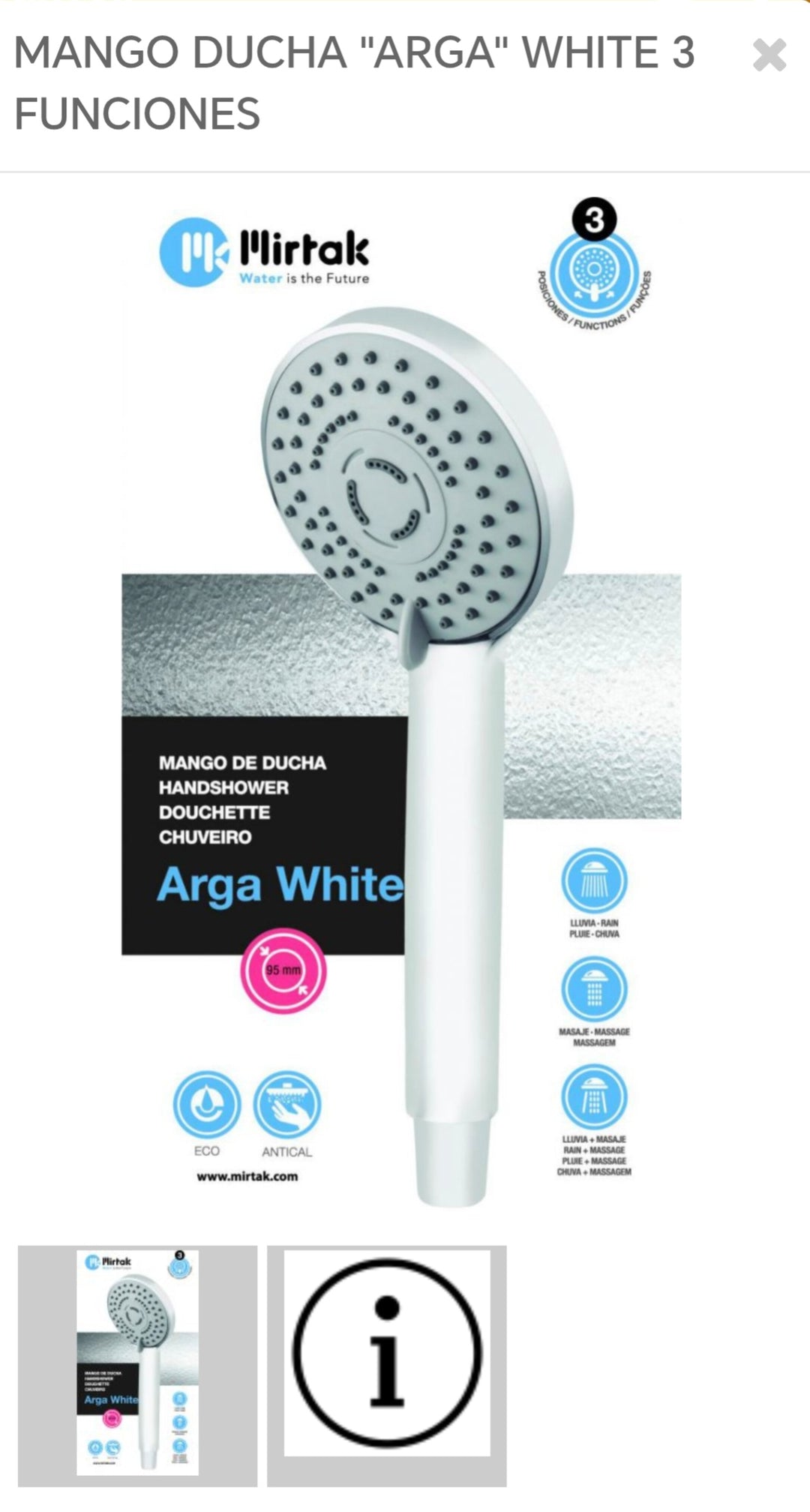 Mango ducha Arga B-52402