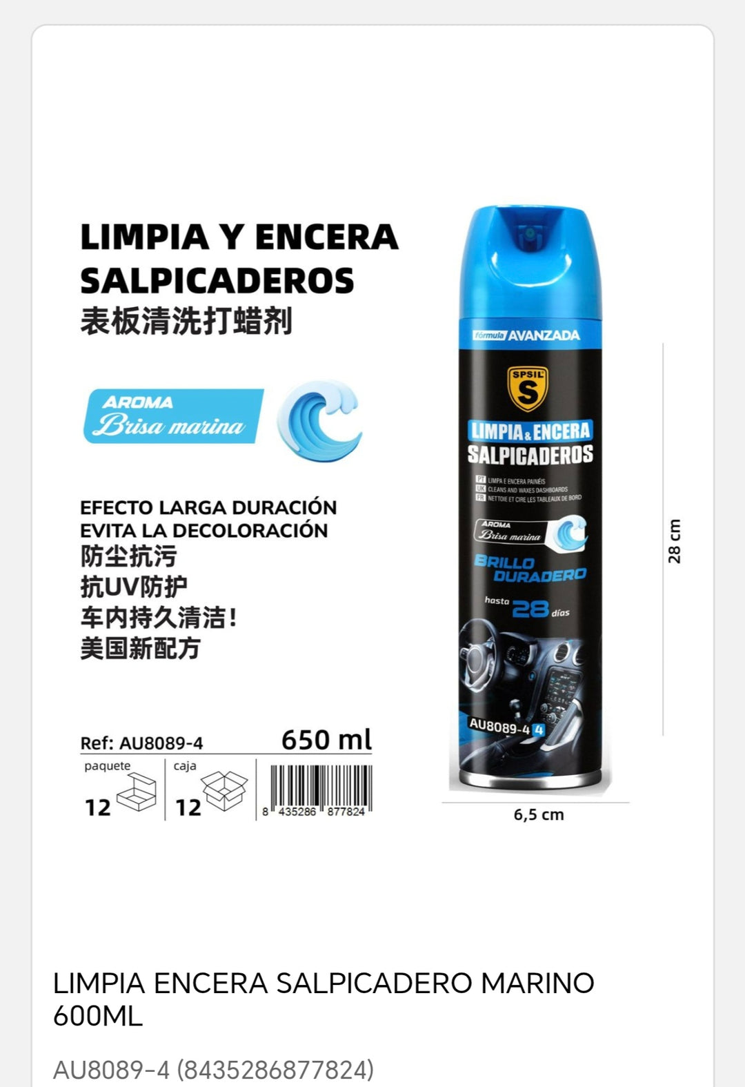 Limpia y encera salpicadedo 650ml
