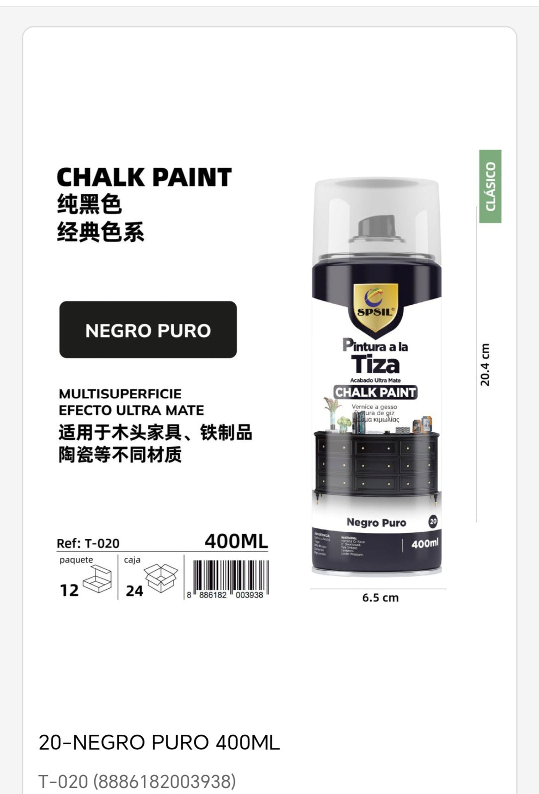 Pintura negro puro 400ml