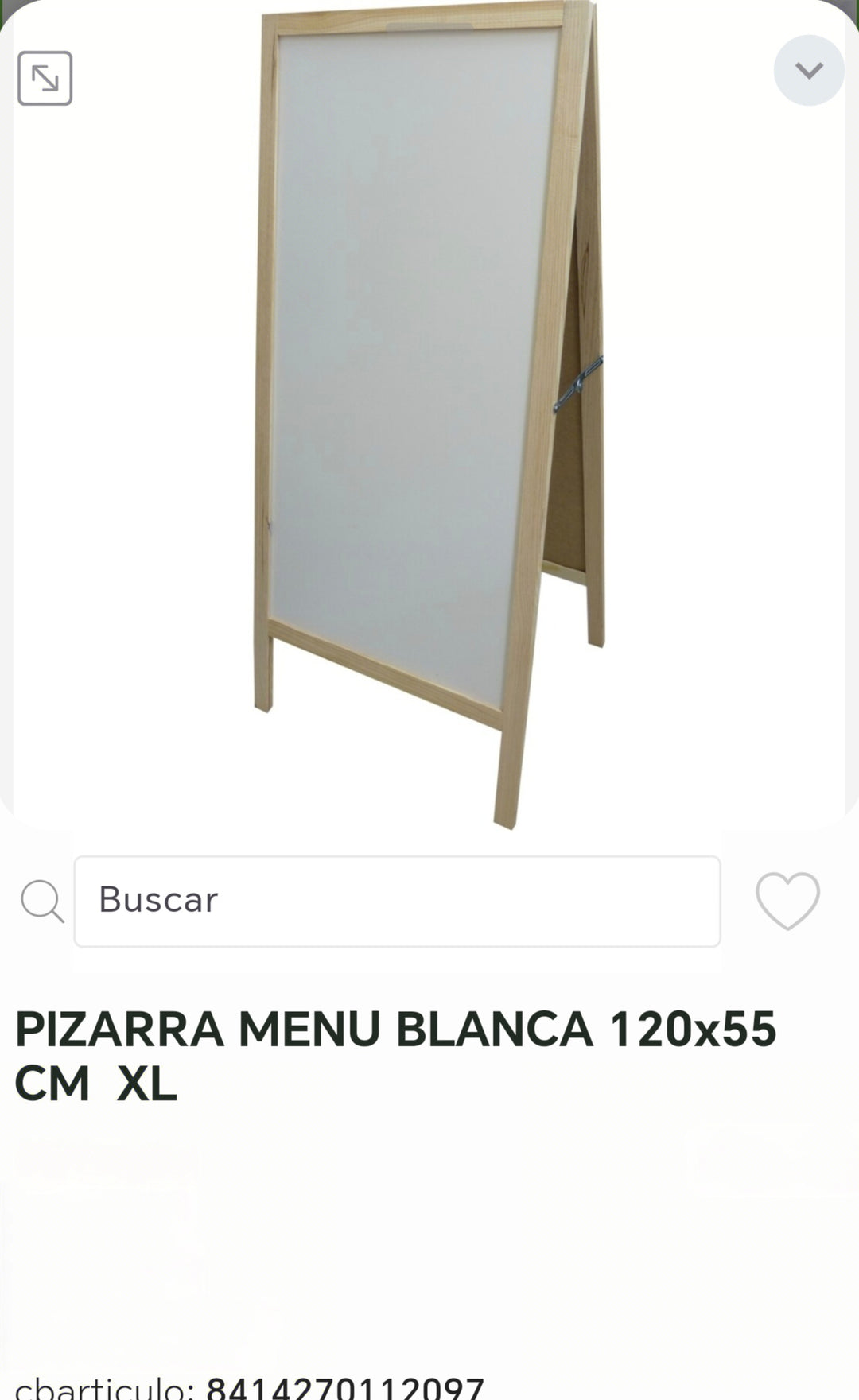 Pizarra menú blanca 120x55cm XL
