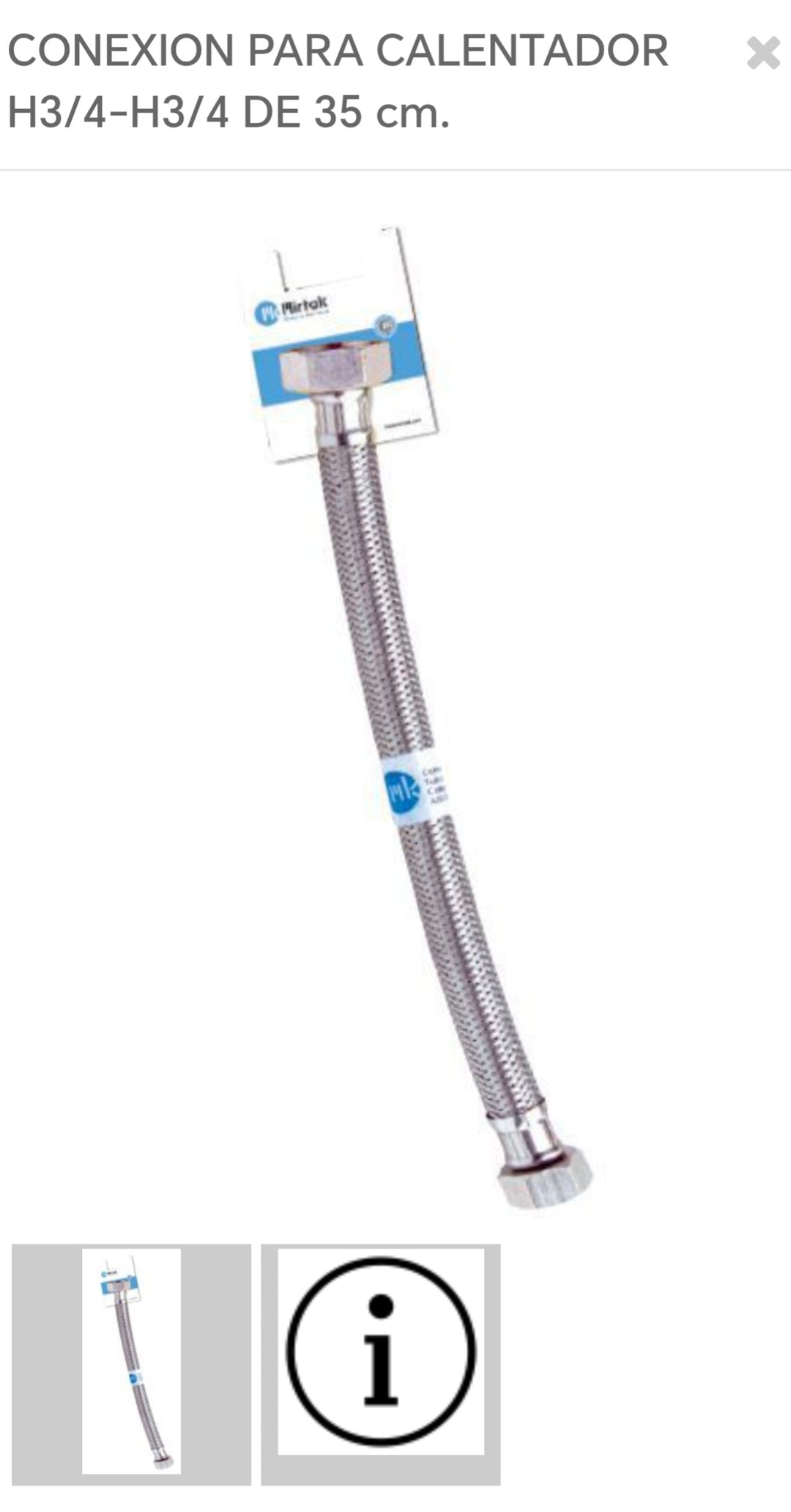 conexión para calentador H3/4-H3/4 35cm S11635