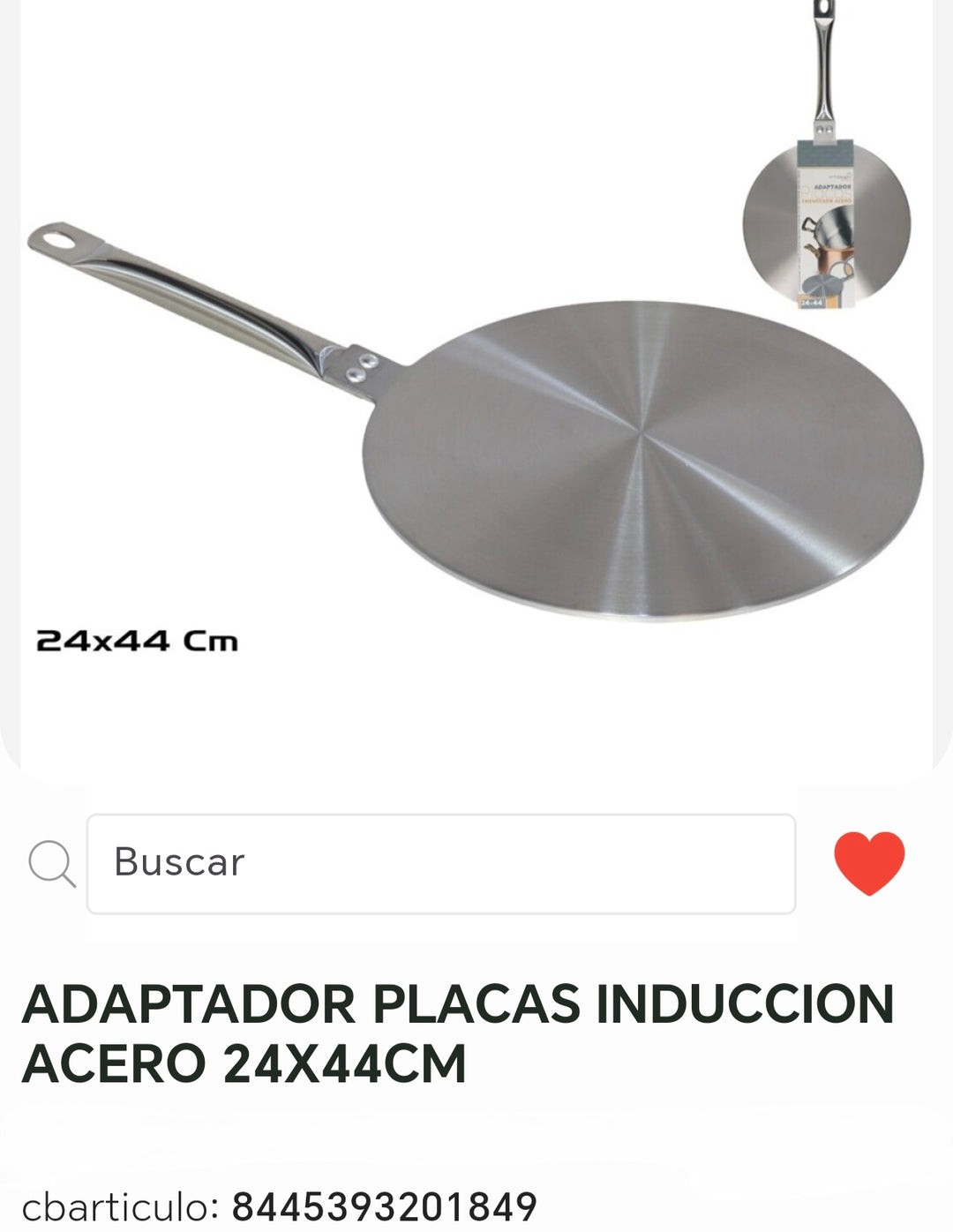 Adaptador placas inducción acero 24*44cm