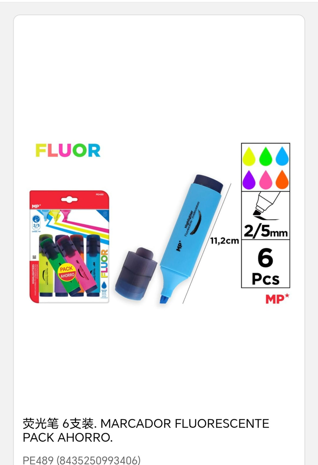 marcador fluorescente 6 uds pack ahorra