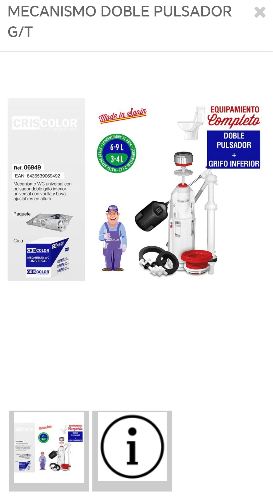 mecanismo doble pulsador g/t   069492