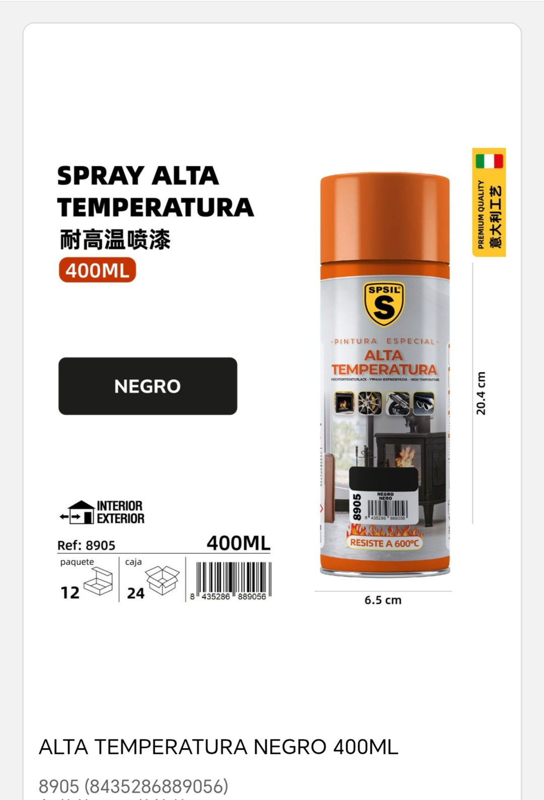 spray alta temperatura negro 400ml
