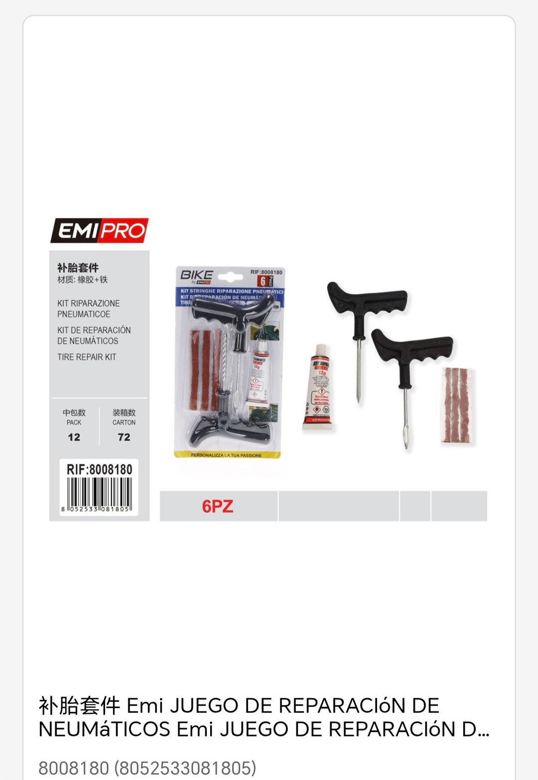 Juego de reparación de neumáticos